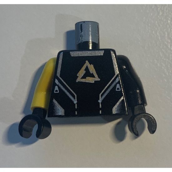 Torso Alpha Team Arctic Logo, Black Shirt and Silver Lines Pattern / Black Arm Left / Yellow Arm Right / Black Hands