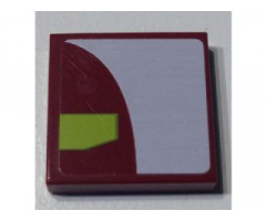 Tile 2 x 2 with White and Lime Panels on Dark Red Background Pattern Model Left Side (Sticker) - Set 7751