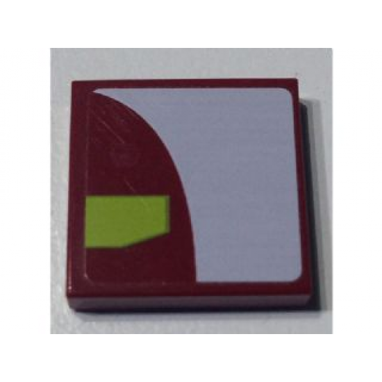 Tile 2 x 2 with White and Lime Panels on Dark Red Background Pattern Model Left Side (Sticker) - Set 7751