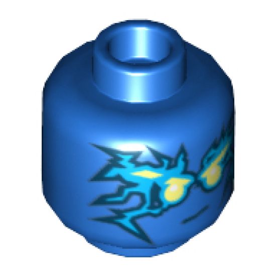 Minifigure, Head Male with Blue Energy Pattern (NRG Jay) - Blocked Open Stud