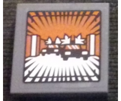 Tile 2 x 2 with 2 Police Cars with Flashing Lights Pattern (Sticker) - Set 76023