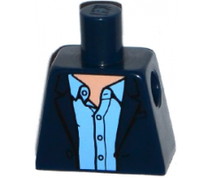 Torso Open Suit Jacket with Medium Blue Shirt Open Collar Pattern