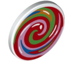Road Sign 2 x 2 Round with Clip with Multicolor Swirled Lollipop Pattern