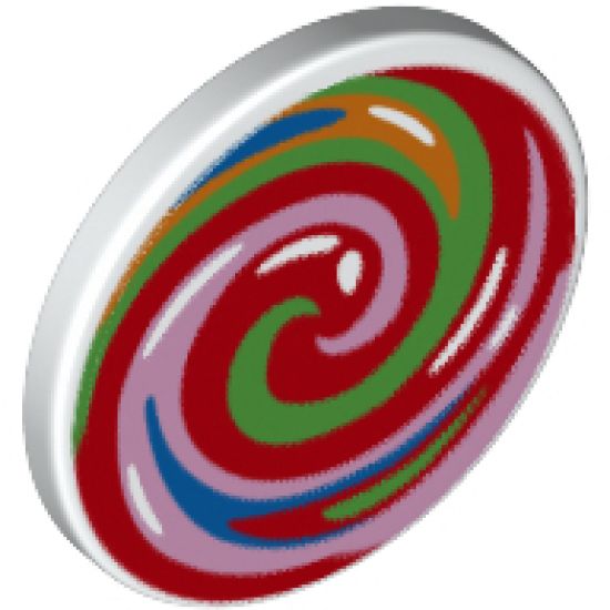 Road Sign 2 x 2 Round with Clip with Multicolor Swirled Lollipop Pattern