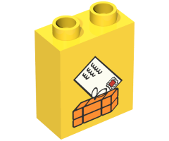 Duplo, Brick 1 x 2 x 2 with Parcel and Mail Envelope Pattern