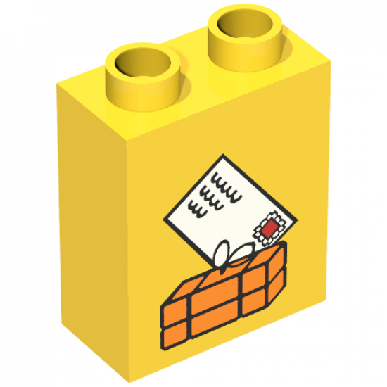 Duplo, Brick 1 x 2 x 2 with Parcel and Mail Envelope Pattern