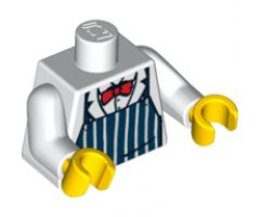Torso Dark Blue Apron with White Stripes, Red Bow Tie Pattern / White Arms / Yellow Hands