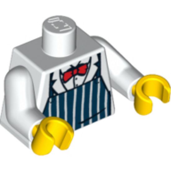 Torso Dark Blue Apron with White Stripes, Red Bow Tie Pattern / White Arms / Yellow Hands