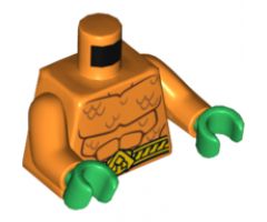 Torso Bare Chest with Muscles Outline, Scales and Belt on Front and Back Pattern / Orange Arms / Green Hands