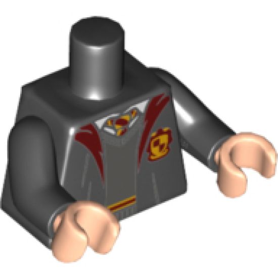 Torso Gryffindor Robe over Dark Bluish Gray Sweater, Dark Red and Bright Light Orange Tie and Trim Pattern / Black Arms / Light Nougat Hands