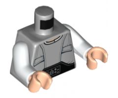 Torso SW Pocket-Vest with Gray Wrinkles and Techno-Buckle Pattern (Lobot) / White Arms / Light Nougat Hands