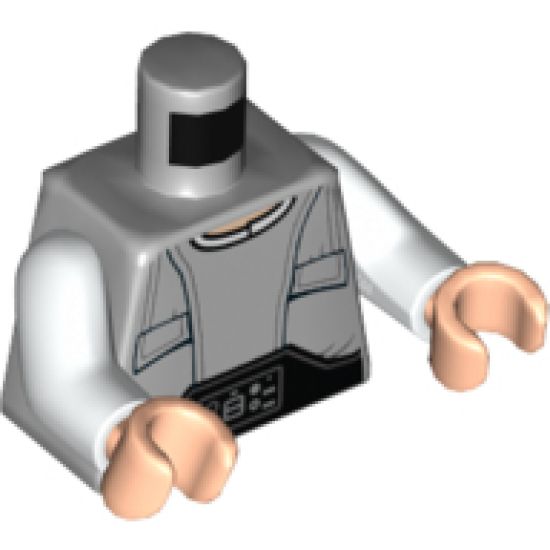 Torso SW Pocket-Vest with Gray Wrinkles and Techno-Buckle Pattern (Lobot) / White Arms / Light Nougat Hands
