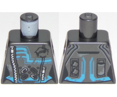 Torso Ninjago Female Suit with Zippers, Vents and Dark Azure Accents Pattern