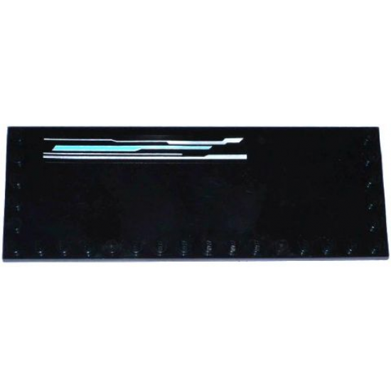 Tile, Modified 6 x 16 with Studs on Edges with Silver and Medium Azure Lines Pattern Model Right Side (Sticker) - Set 70173