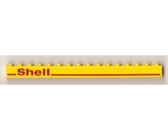 Brick 1 x 16 with Red Line and 'Shell' Left Pattern (Sticker) - Set 1256