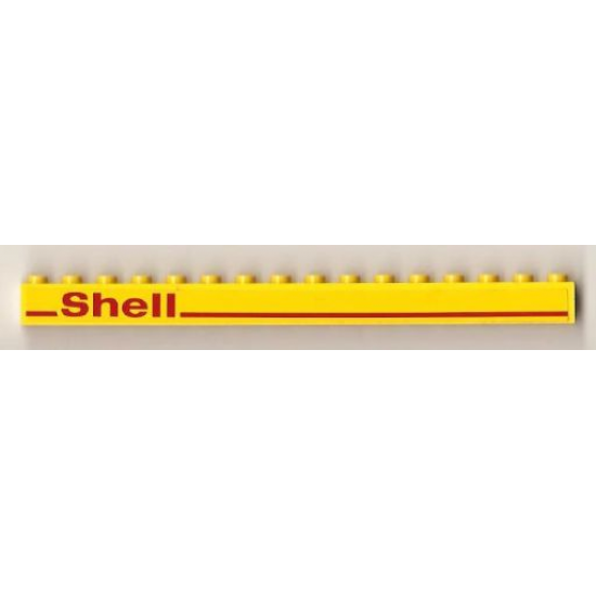 Brick 1 x 16 with Red Line and 'Shell' Left Pattern (Sticker) - Set 1256