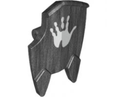 Minifigure, Shield Broad with Spiked Bottom and Cutout Corner with Handprint Pattern