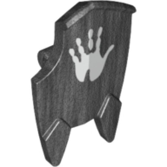 Minifigure, Shield Broad with Spiked Bottom and Cutout Corner with Handprint Pattern