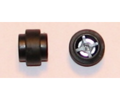 Wheel & Tire Assembly 11mm D. x 12mm, Hole Notched for Wheels Holder Pin with Black Tire 14mm D. x 6mm Solid Smooth (6014b / 50945)