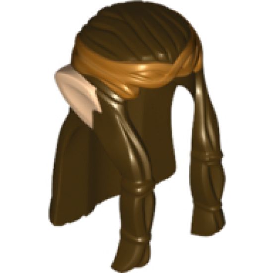 Minifigure, Hair Long Wavy with Braid, Gold Headband and Light Nougat Elf Ears Pattern