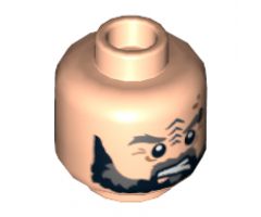 Minifigure, Head Dual Sided LotR Beard, Tattoo and Eyebrow Ring Angry / Surprised Pattern - Hollow Stud