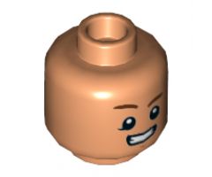 Minifigure, Head Brown Eyebrows, Raised Right Eyebrow, Chin Dimple, Smile with Teeth Pattern (SW Rowan) - Hollow Stud