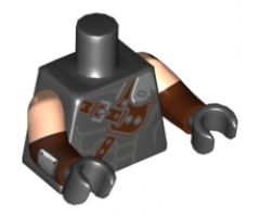 Torso Reddish Brown and Silver Crossbelt Pattern / Reddish Brown Arms with Light Nougat Short Sleeves, Silver Plates Pattern / Black Hands