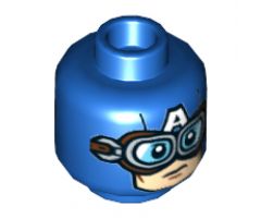 Minifigure, Head Balaclava with Dark Brown and Gold Goggles, White 'A', Light Nougat Face Pattern - Hollow Stud