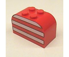 Slope, Curved 4 x 2 x 2 Double with Four Studs with White Stripes Pattern