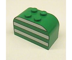 Slope, Curved 4 x 2 x 2 Double with Four Studs with White Stripes Pattern