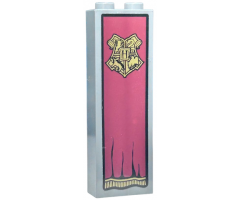 Brick 1 x 2 x 5 with Hogwarts Coat of Arms on Dark Red Curtain Pattern (Sticker) - Set 5378
