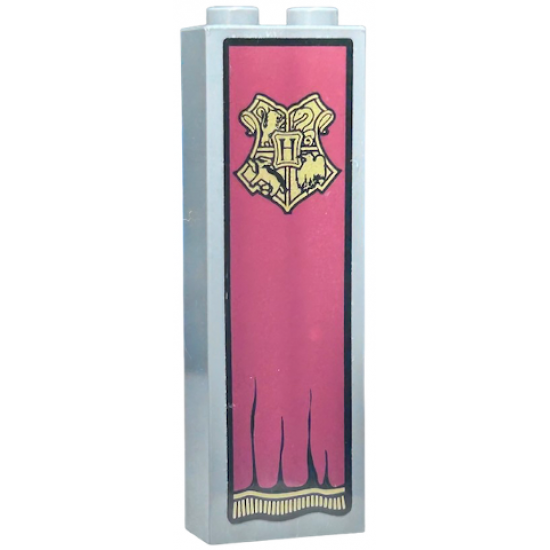 Brick 1 x 2 x 5 with Hogwarts Coat of Arms on Dark Red Curtain Pattern (Sticker) - Set 5378