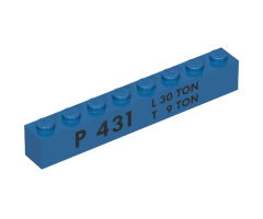 Brick 1 x 8 with 'P 431 L 30 TON T 9 TON' Pattern