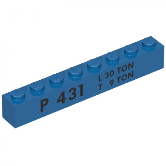 Brick 1 x 8 with 'P 431 L 30 TON T 9 TON' Pattern