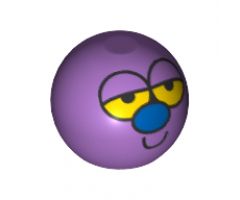 Technic Ball Joint with Half-Closed Yellow Eyes, Blue Nose, Smile Pattern (Powerpuff Girls Octi Face)