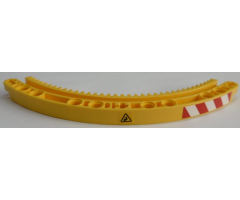 Technic, Gear Rack 11 x 11 Curved with Crushing Hazard Danger Sign and Red and White Danger Stripes Pattern Model Right Side (Stickers) - Set 42055