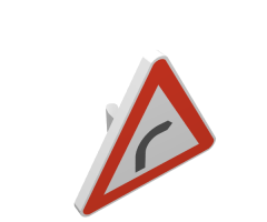 Road Sign 2 x 2 Triangle with Clip with Curve Ahead Pattern