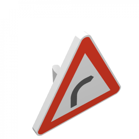 Road Sign 2 x 2 Triangle with Clip with Curve Ahead Pattern