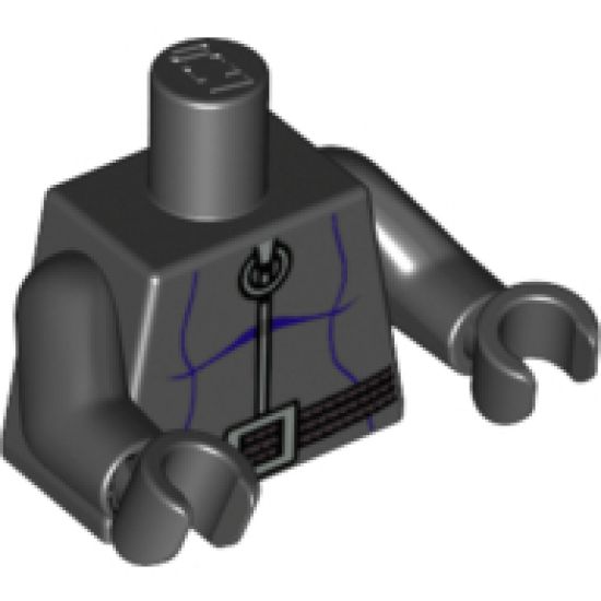 Torso Batman Purple Female Outline, Ring Zipper Pull, Gray 3-Cord Belt Pattern / Black Arms / Black Hands