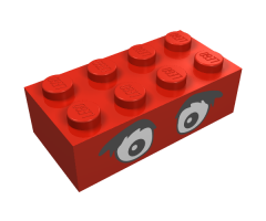 Brick 2 x 4 with Eyes and Bushy Eyebrows Pattern