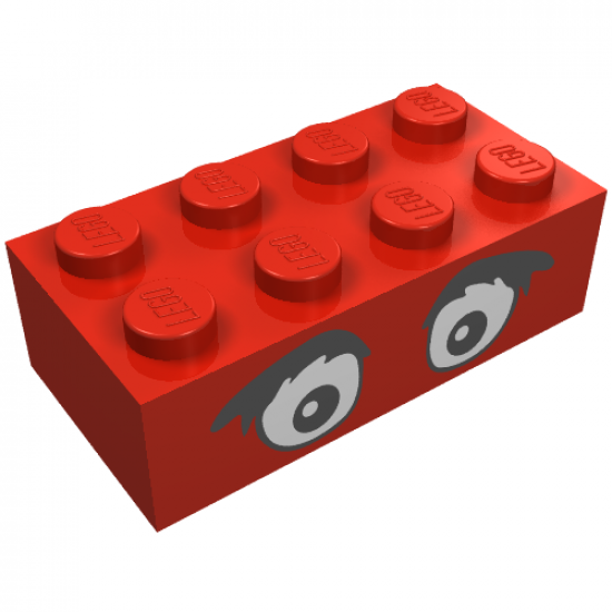 Brick 2 x 4 with Eyes and Bushy Eyebrows Pattern