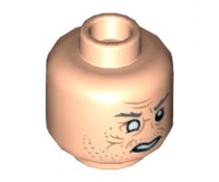 Minifigure, Head Dual Sided Gray Eyebrows, Blind Right Eye, Wrinkles, Stubble, Angry / Surprised Pattern (Cornelius Evazan) - Hollow Stud