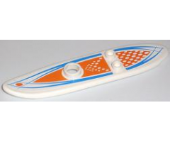 Minifigure, Utensil Surfboard Long with Orange and Blue Pattern (Stickers) - Set 7739