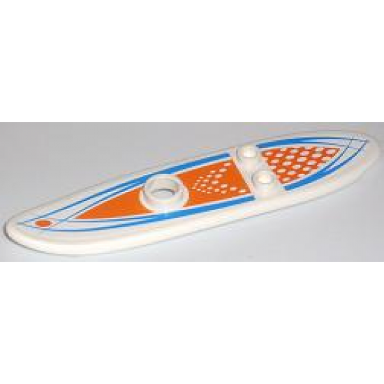 Minifigure, Utensil Surfboard Long with Orange and Blue Pattern (Stickers) - Set 7739
