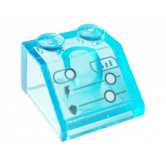 Slope 45 2 x 2 with Display with Lighting Bolt, Shield, Signal and Buttons Pattern (Sticker) - Set 76166