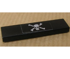 Tile 1 x 4 with Skull and Crossbones Pattern (Sticker) - Set 8135