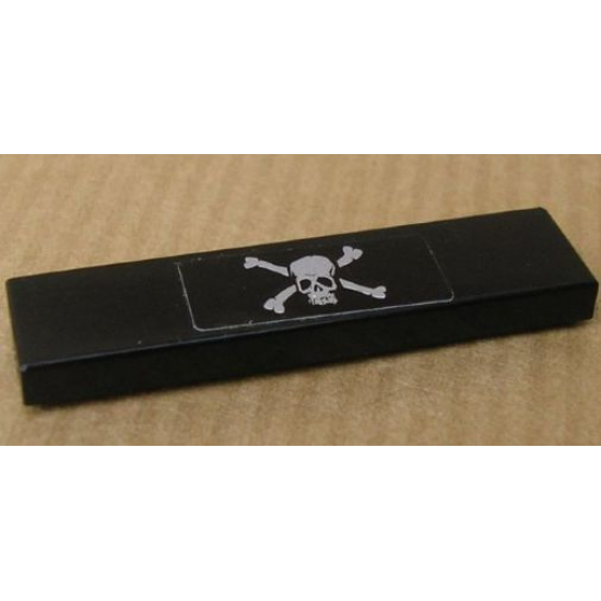Tile 1 x 4 with Skull and Crossbones Pattern (Sticker) - Set 8135