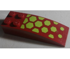 Slope, Curved 6 x 2 with Lime Hexagons Pattern (Sticker) - Set 70703