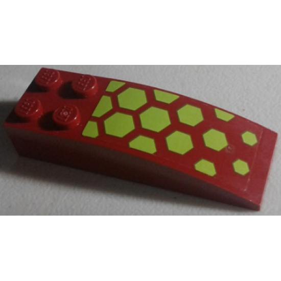 Slope, Curved 6 x 2 with Lime Hexagons Pattern (Sticker) - Set 70703