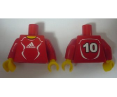 Torso Soccer Adidas Logo, Red and White No. 10 Pattern (Stickers) / Red Arms / Yellow Hands